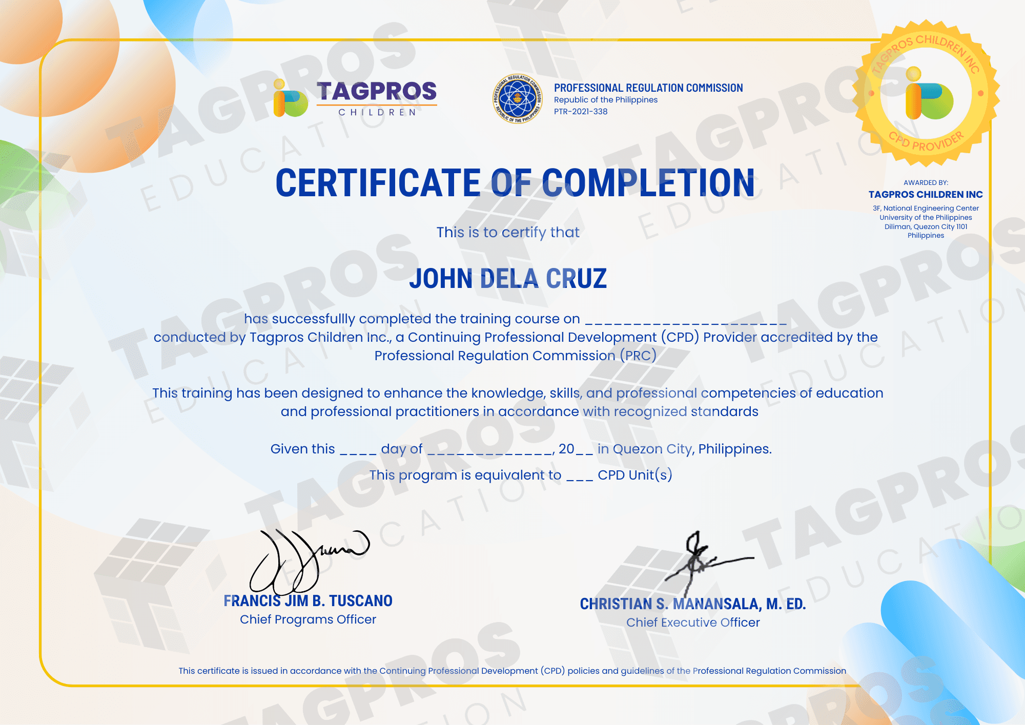 PRC CPD Certificate of Completion